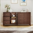 thumbnail image 2 of Buffet Sideboard, 3-Drawer and Door Accent Cabinet, Solid Wood Legs for Kitchen, Living Room, Green, 2 of 3