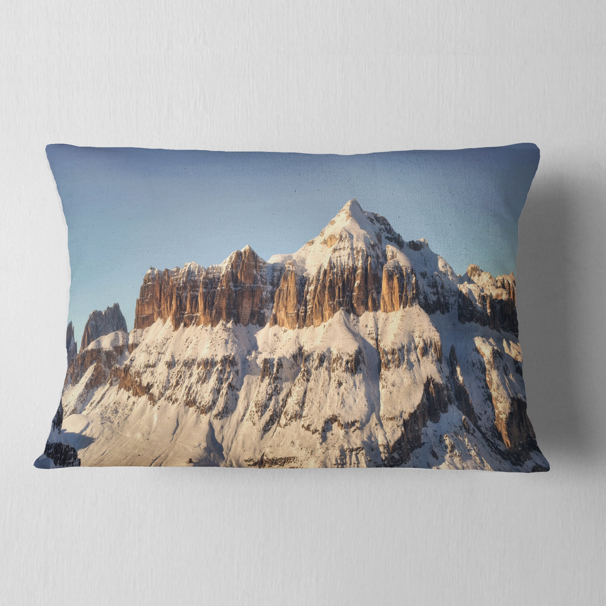 Designart Overcast Sky over Italian Alps - Landscape Printed Throw Pillow - 12x20