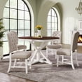 thumbnail image 1 of Noble HouseFunctional Furniture Retro Style Dining Table Set with Extendable Table and 4 Upholstered Chairs(Off White+Walnut), 1 of 9