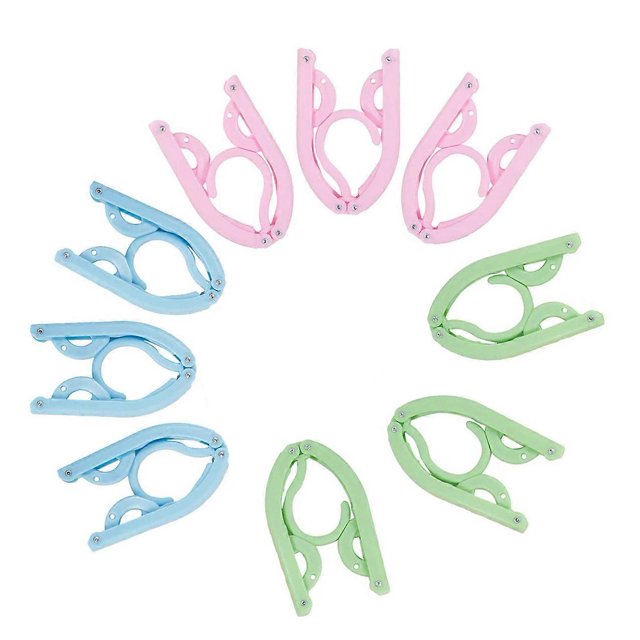 KAIYANG Percha de plástico portátil, plegable, para viajes, para la familia, 9 piezas