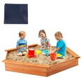 thumbnail image 5 of Spaco Hexagon Wooden Cedar Sand Box with Seat Boards, Backyard Sandbox, Kids Sand Activity Sensory Play Pit, Toddler Summer Outdoor Toys, 1+ Years Old, 5 of 8