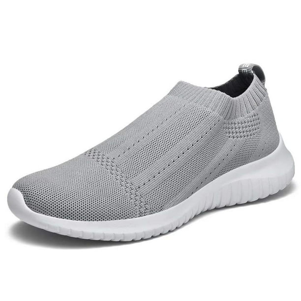 konhill Womens casual Walking Shoes Breathable Mesh Work Slip on Sneakers 5 US Light grey 35
