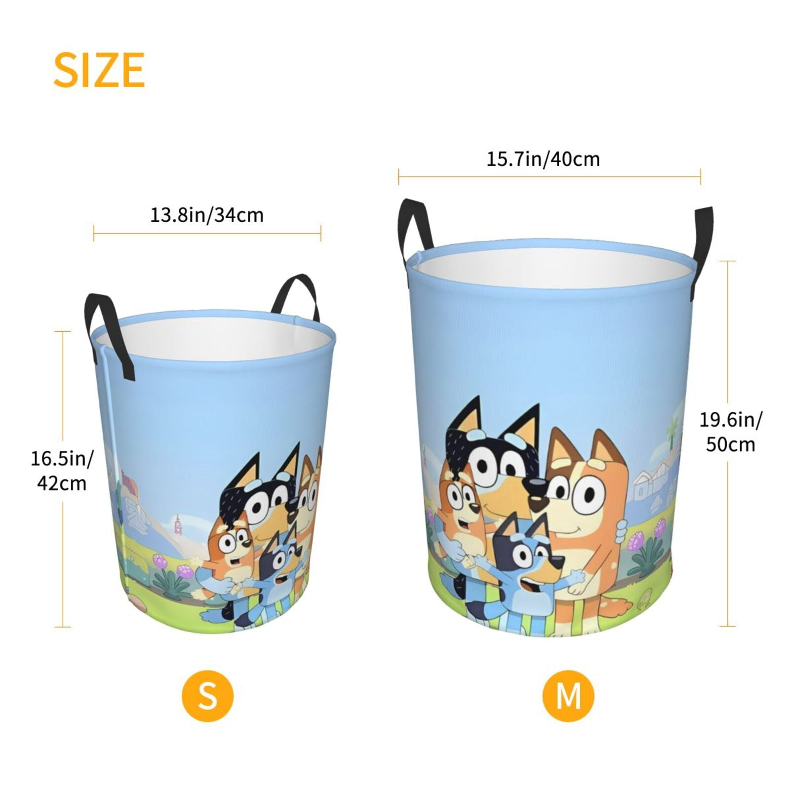Johaoi Bluey Pattern Round Large Laundry Basket -Storage Basket - Toy Storage Basket, Perfect as Hamper, Kids Room Storage, and Toy Containment-