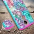 thumbnail image 5 of Coolpad REVVL Plus Case (T-Mobile), REVVL Plus [Dual Layer] Diamond Bling Hybrid Shock Proof Protective Rugged Case Cover for REVVL Plus - Teal Flower, 5 of 5