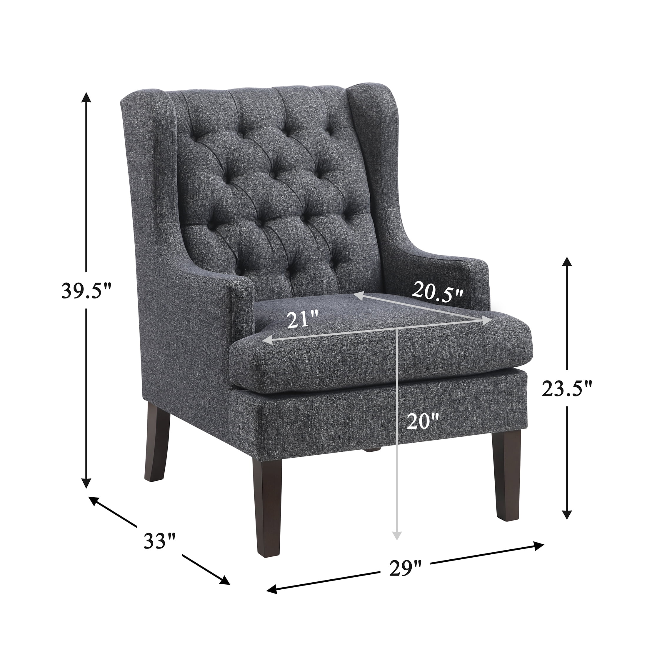 OakvillePark Velloria Textured Fabric Tufted Back Accent Chair, Charcoal