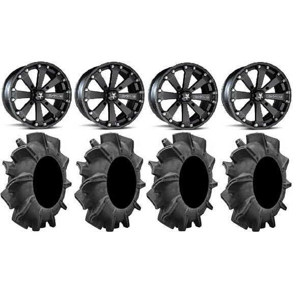 MSA Black Kore 14" UTV Wheels 34" Assassinator Tires Kawasaki Mule Pro FXT