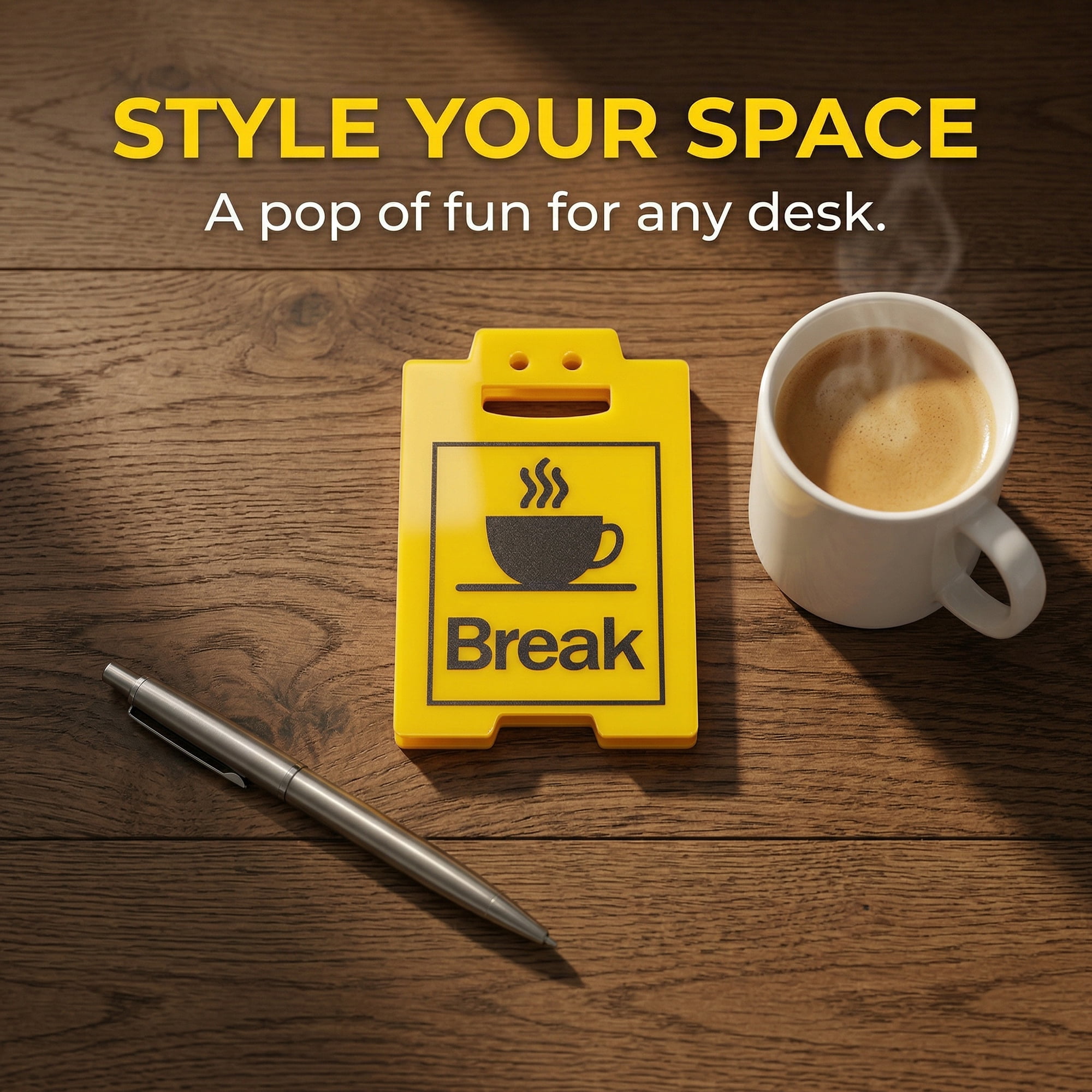 Unique Bargains Extra Stable Acrylic Desk Sign Gift Keepsake Block Yellow Style H 5.0in