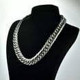 thumbnail image 2 of Heavy Punk Mens Stainless Steel Cuban Curb Link Chain Necklace Silver 19mm 22mm, 2 of 9