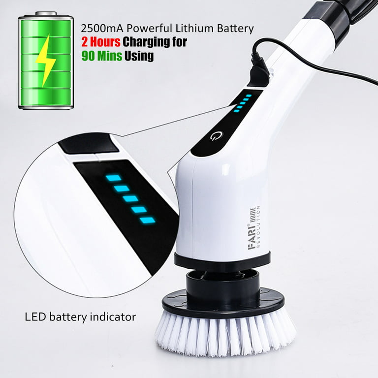 Upgraded Electric Spin Scrubber Cleaning Brush with Adjustable Extension  Arm 5 Replaceable Cleaning Heads - White - Bed Bath & Beyond - 36762929