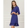 thumbnail image 2 of Día de San Patricio Vestido Corto De Gasa Con Dobladillo Con Volantes Y Manga 3/4 Para Mujer Azul real M, 2 of 6