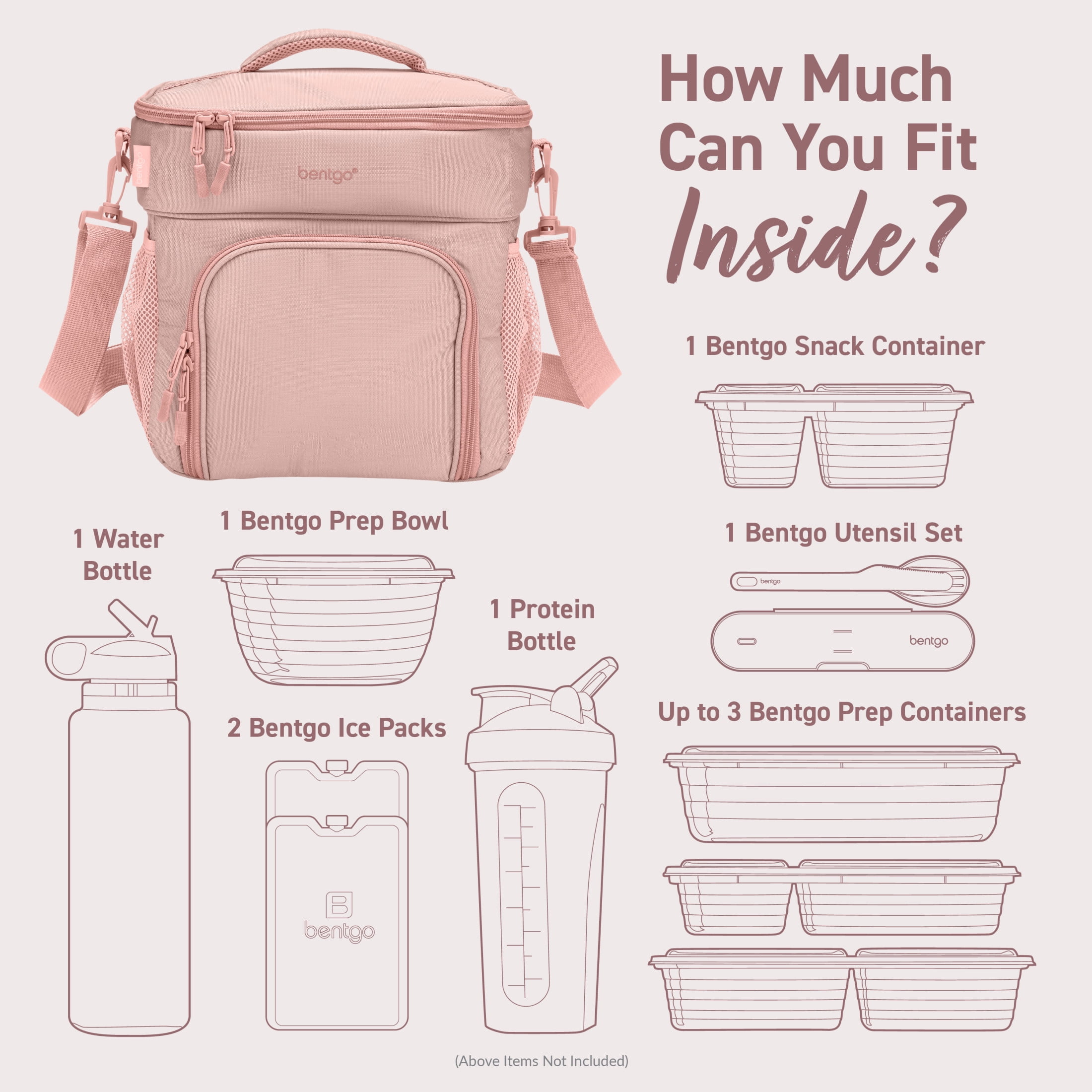 Bentgo Prep Deluxe Multimeal Bag - Premium Insulation with Water-Resistant Exterior & Interior, Holds 5 Meals, Keeps Meals Warm or Cool for up to 8 Hrs - Great for All Day Meal Prep (Blush)