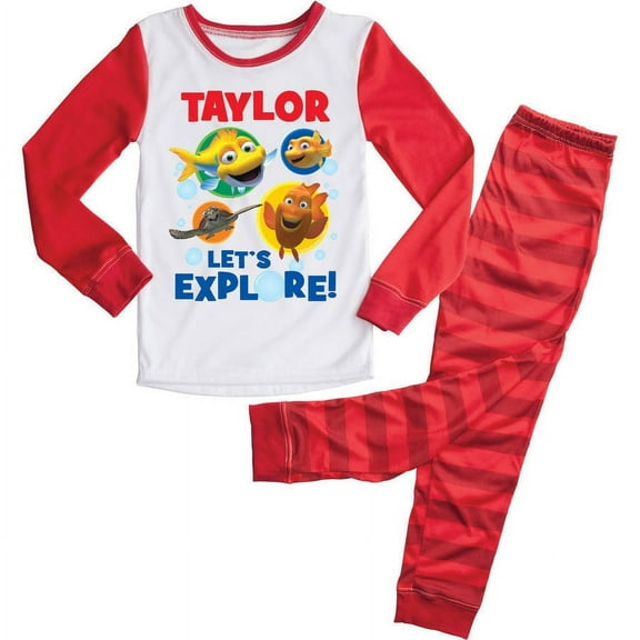 Personalized Splash and Bubbles Red Toddler Pajamas - 2T, 3T, 4T, 5/6T