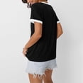thumbnail image 5 of Womens Tops Casual Gradient T-Shirt Comfy Loose Tees V-Neck Tunic Top Short Sleeve Shirts Stripe Side Split Pullover Blouse(Black,S), 5 of 8