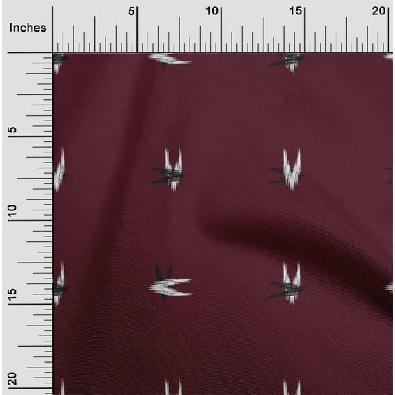 oneOone Organic Cotton Poplin Twill Fabric Arrow Ikat Print Fabric BTY 42 Inch Wide