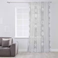 thumbnail image 3 of Grey Striped Coastal Semi Sheer Curtains Drapes for Living Room, Bedroom, French Doors Window 63 Inches Long, Nautical Beach Starfish Shell Rod Pocket Chiffon Curtain Drapery Voile Draperies Panel, 3 of 6
