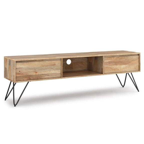 Simpli Home Simpli Home Hunter Mango Wood 68" Industrial TV Media Stand in Natural For TVs up to 75"