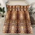 thumbnail image 2 of Manfei Luxury Brown Leopard Print Twin Sheet Sets 3pcs, Gradient Cheetah Twin Fitted Sheet, Animal Theme Flat Sheet, 2 of 7