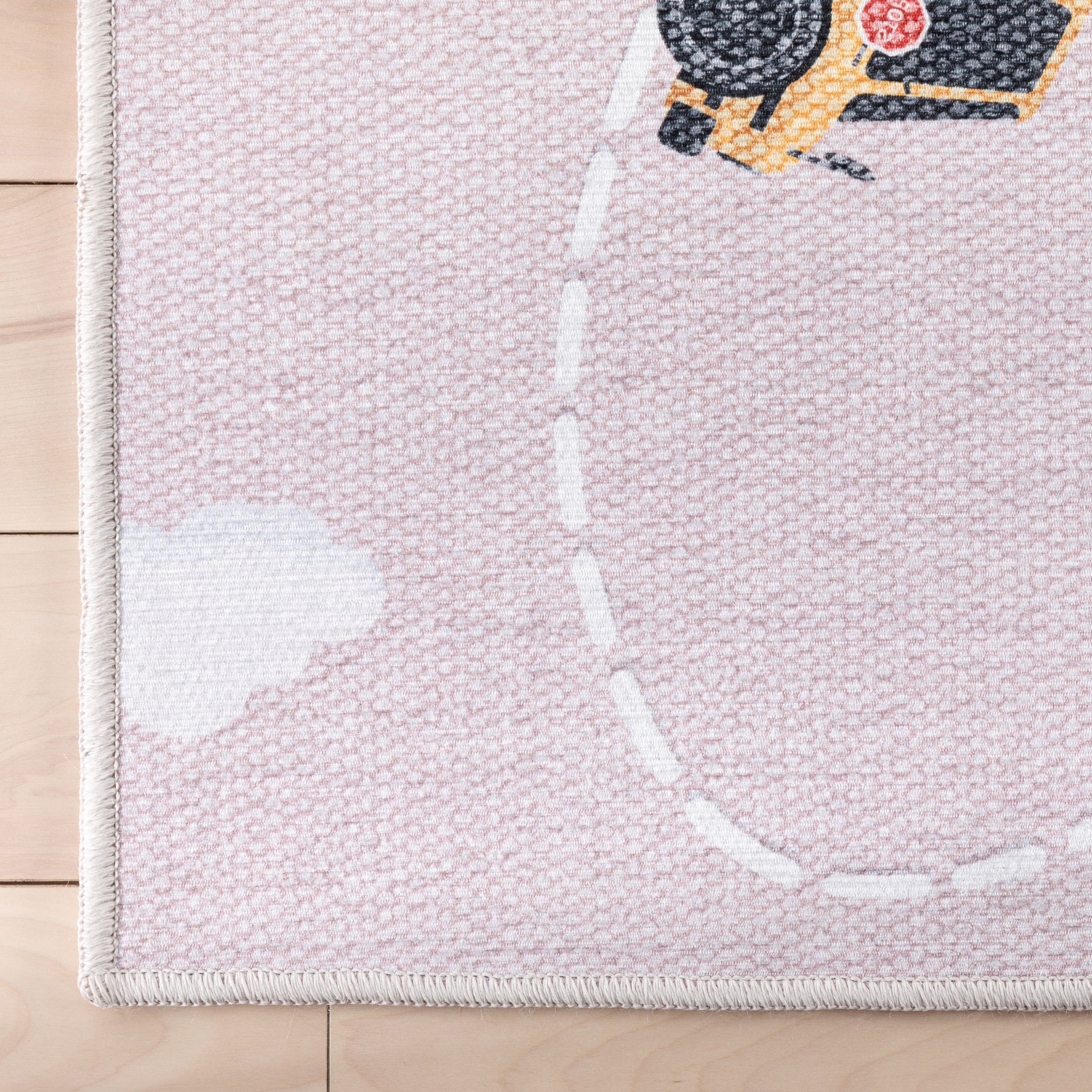 Well Woven Kids Rugs Traffic Modern Pink Printed Distressed Machine Washable 5' x 7' Area Rug