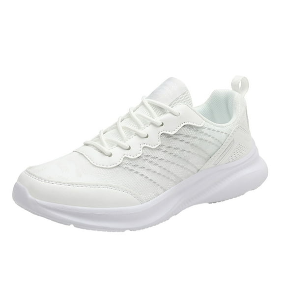 Gubotare Sneakers for Women Womens Synthetic Leather Casual Lace Up Sneaker Shoe (White,8)