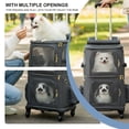 thumbnail image 3 of MINGYI Double-Compartment Pet Carrier with Wheels,Dog Backpack Carrier for 2 Small Dogs and Cats,Cat Rolling Carrier for Traveling/Taking a Walk/Trips to The Vet(Black), 3 of 12
