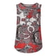 thumbnail image 5 of Blusa estampada sin mangas con cuello redondo a la moda para mujer, chaleco con botones Pompotops lopia991821, 5 of 5