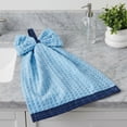 thumbnail image 5 of Unique Bargains 2 Pack Waffle Weave Hanging Hand Towels with Bowknot Blue 13" x 9", 5 of 7