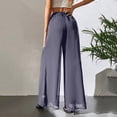 thumbnail image 6 of Qgtaibl Women's Flowy Wide Leg Pants High Waist Lightweight Palazzo Trousers Casual Loose Fit Chiffon Pants for Vacation & Daily Wear Gray M, 6 of 7