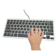 thumbnail image 2 of IKKEGOL 10085BW Mini USB Slim Wired 78 Key Small Super Thin Compact Keyboard- Black & Silver, 2 of 8