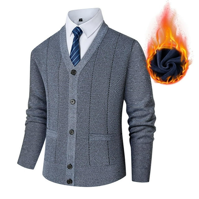 Seeotter Mens Cardigan Sweaters Button Down Knitted Long Sleeve Sweaters V-Neck Sweater with Pockets Fall Fashion Outwear