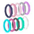 thumbnail image 2 of PAQUETE DE 10 BANDAS DE DEDO DE GOMA Y SILICONA UNISEX CON DISEÑO DE ROMBO COLORIDO, 2 of 9