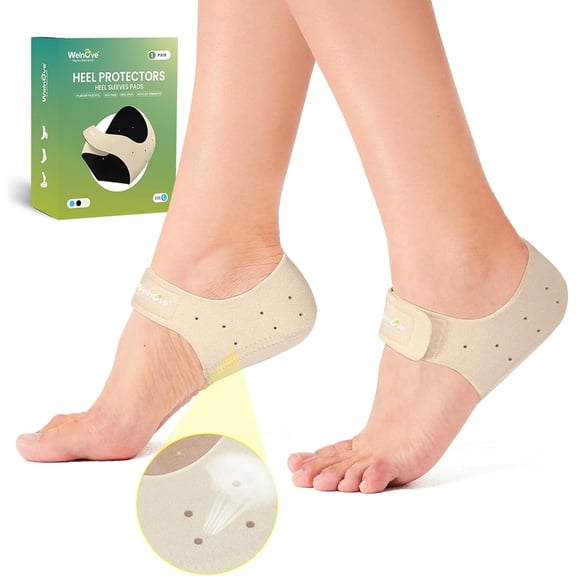 Welnove Plantar Fasciitis Heel Protectors for Heel Pain - Heel Cups for Heels Spur Pain Relief, Heel Inserts Pads(Women 9.5-13 / Men 8.5-14)