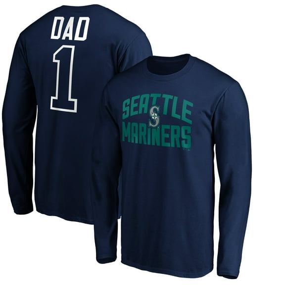 Men's Navy Seattle Mariners Father's Day #1 Dad Long Sleeve T-Shirt