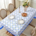thumbnail image 6 of Blue White Plaid Tablecloth 60×84 inch Spring Summer, Waterproof Rectangular Table Cloth Washable, Stain Resistant Cloth Table Cover for Party Picnic Dinner Decor (Blue Plaid), 6 of 6