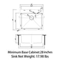 thumbnail image 6 of Sinber 25" x 22" x 12" Drop In Single Bowl Kitchen Sink with 18 Gauge 304 Stainless Steel Satin Finish HT2522S-S-12 (Sink Only), 6 of 14
