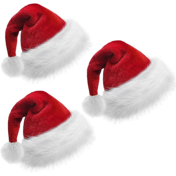 Christmas Hat Santa Hat Xmas Holiday Hat for Adults, Unisex Comfort Christmas Hats for Christmas New Year Festive Holiday Party Supplies