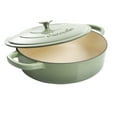 thumbnail image 7 of Crockpot Crock Pot Artisan 5qt Round Enamel Cast Iron Braiser Pan in Green, 7 of 7