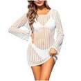 thumbnail image 2 of Njoeus Women’s Bathing Suit Crochet Cover Ups Long Sleeve Bikini Swimsuit Swim Cover Up for Women Summer Swimwear Knit Pullover Coverup Beach Dresses, 2 of 9