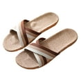thumbnail image 3 of Open Toe Slippers for Women Linen Shoes Women Home Slippers Indoor Slippers House Slipper Fashion Unisex Linen Summer Beach Shoes Skidproof Indoor Slippers Coffee 8.5, 3 of 5