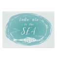 thumbnail image 1 of Saying Cutting Board, Take Me to the Sea Lettering in Grunge Round Frame with Abstract Fish, Decorative Tempered Glass Cutting and Serving Board, in 3 Sizes, by Ambesonne, 1 of 2