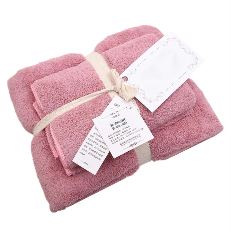 SOFT-BATH Solid Color Coral Velvet Bath Towel Adult Soft Absorbent Towel Towel Set Pink
