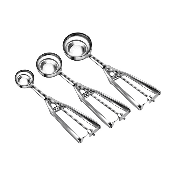 Ice Cream Scoop Set with Multiple Size Trigger Stainless Steel Cookie Scoops 3 for Baking