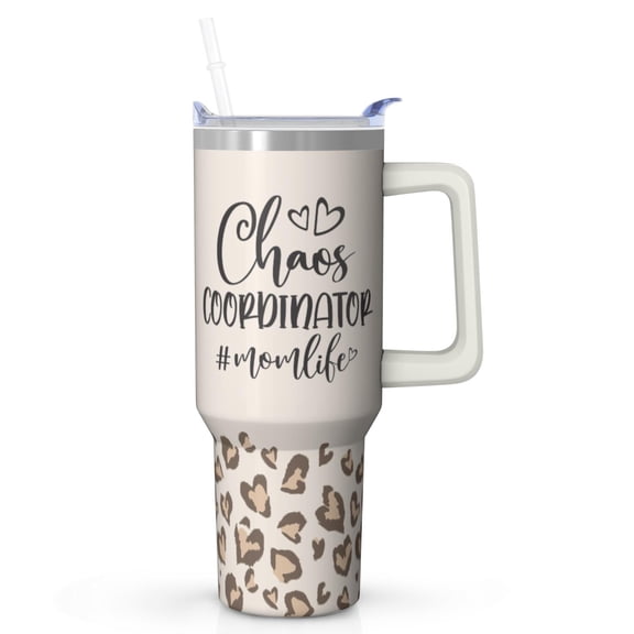 Large Tumbler Cup for Chaos Coordinator Gift - 40 Ounce Insulated Stainless Steel, With Handle & Straw, Funny Coffee Mug for Boss, Coworker, Teacher, Nurse, Mom, Bestie