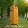 thumbnail image 5 of Wooden Outdoor Storage Cabinet with Separate storage space & Waterproof Roof,Wooden Garden Shed with Hook up,Adjustable Pads & Latch for Deck,Backyard Garden and Yard, 5 of 8