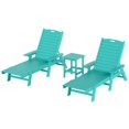 thumbnail image 1 of Ensemble de 3 Pcs de Chaises Longues/table Inclinables en Plastique HDPE pour Extérieur Turquoise, 1 of 6