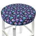 thumbnail image 3 of Honeii Blue Skull Flower Bar Stool Covers – Perfect Fit for 12" to 14" Round Stools, Crease-Resistant, Stretchy, Washable & Dustproof Seat Slipcovers-12 inch, 3 of 7