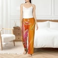 thumbnail image 5 of Uemuo Orange Flower Psychedelic Pattern Women's Wide Leg Palazzo Lounge Pants with Pockets Light Weight Loose Comfy Casual Pajama Pants-X-Large, 5 of 9