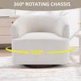 thumbnail image 2 of Bonzy Home Chenille 360° Swivel Barrel Accent Chair, Curved Armrest Reading Chair, Comfy Upholstered Round Lounge Chair for Living Room Bedroom Study, Beige, 2 of 8