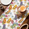 thumbnail image 3 of Nautical Coastal Table Runner 70 Inches, Watercolor Ocean Slippers Starfish Coral Shell Bed Runner Dresser Scarves Tabletop for Indoor Outdoor Parties/Ceremony/Banquet, 13" x 70", 3 of 9