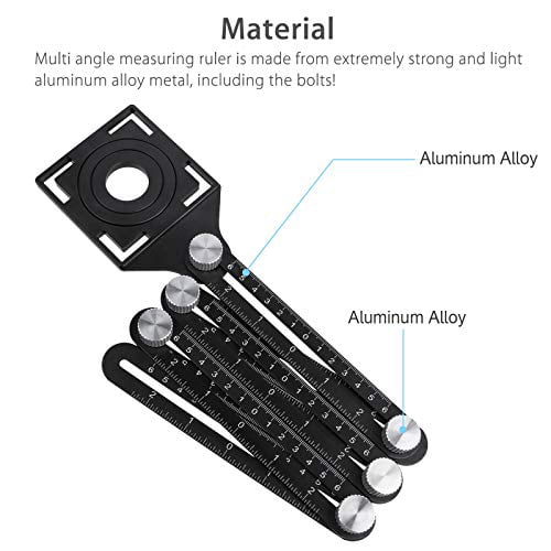 Mona43Henry Multi Angle Measuring Ruler 12 Side Hole Positioning Aluminum Alloy Template Tool Layout Tool with Drilling Locator for Handymen Builders Craftsmen DIY Premium 