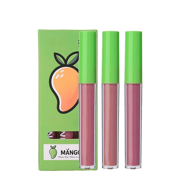 Set de brillo de labios con sabor a fruta, 3 brillos de labios líquidos, brillo de labios de larga duración, barra de labios alisadora nude que no se pega, set de maquillaje, 6 ml